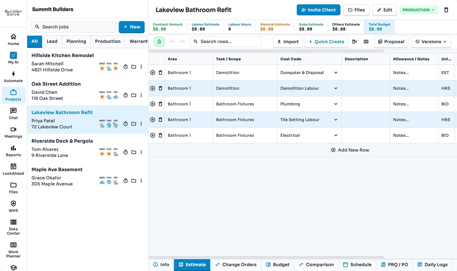 Quick Create in BuilderSolve