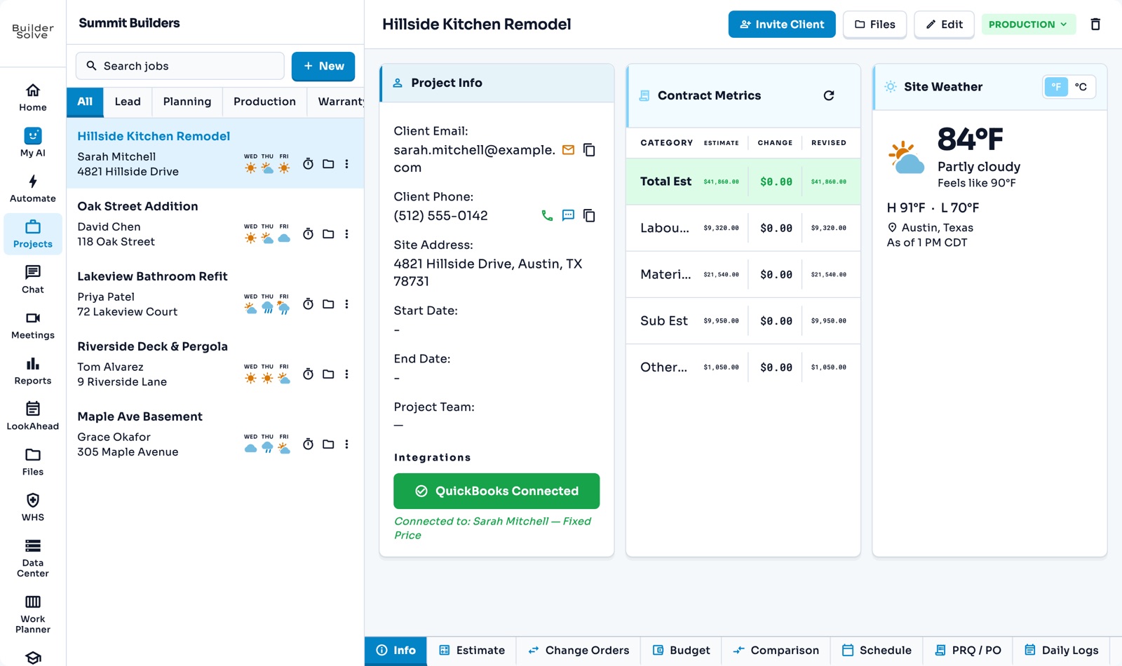QuickBooks in BuilderSolve